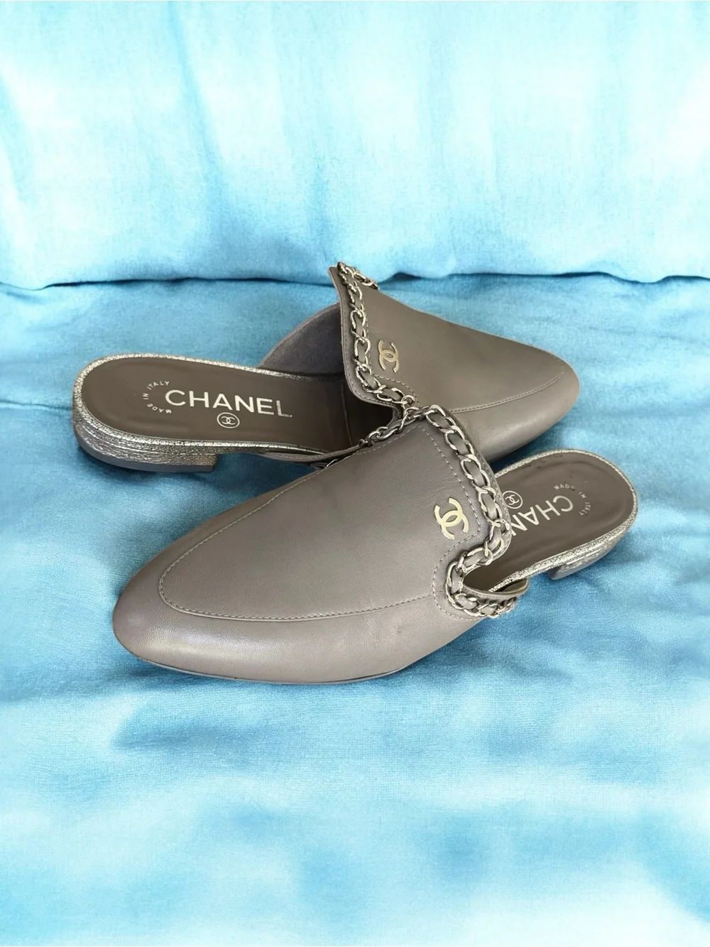 CHANEL Interlocking CC Logo Mules Flats Loafers